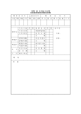 지적 및 조치요구 사항 지적 및 조치요구 사항